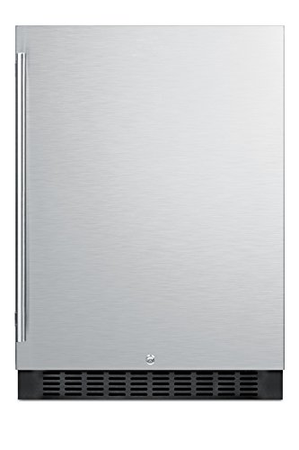 Summit SPR627OS Outdoor Built-In Undercounter All-Refrigerator with Glass Shelves and Lock, 24", Stainless Steel/Black