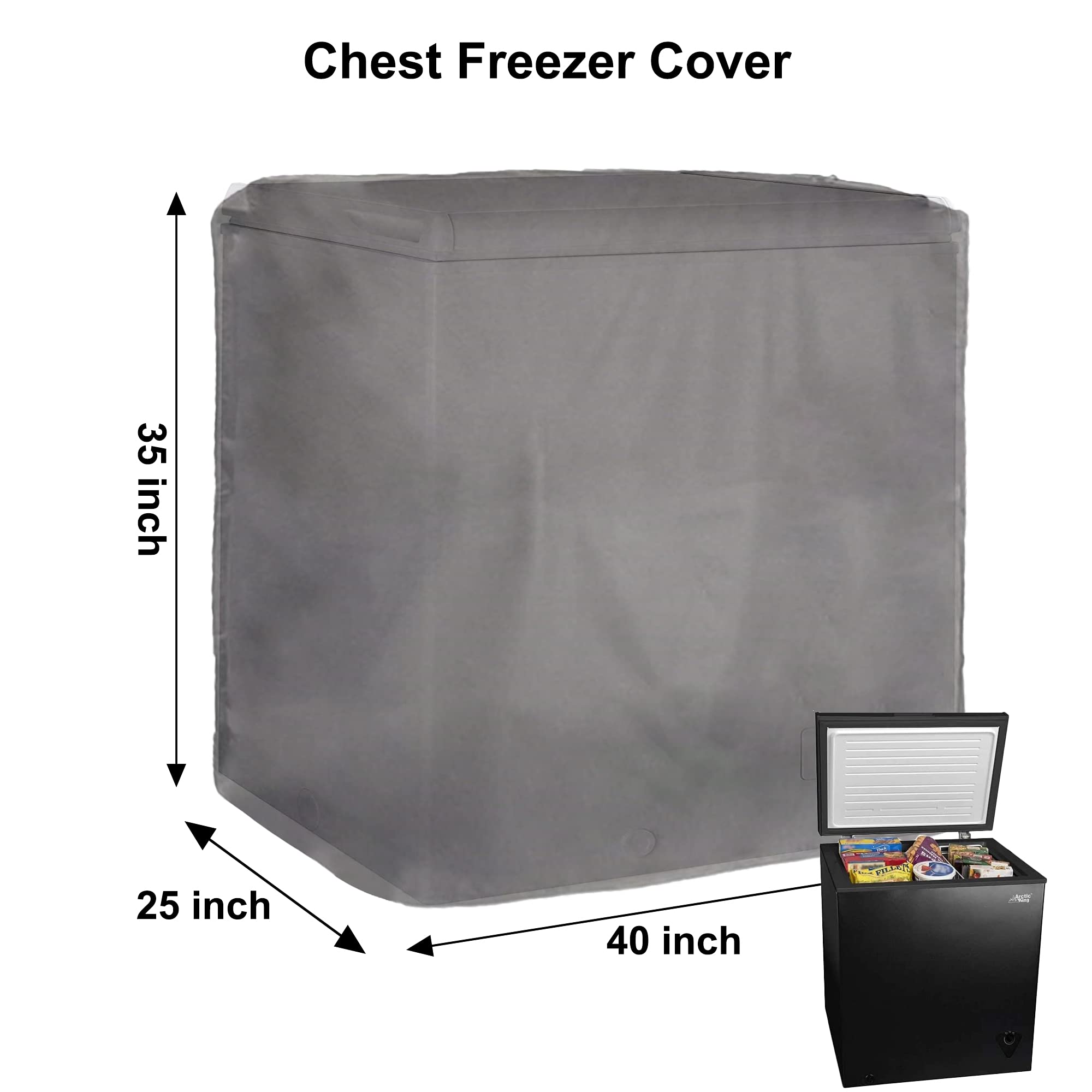 Chest Freezer Cover,Waterproof Dustproof Outdoor or Indoor Protect Deep Freezer Cover Fit for Compact Chest Freezer 7.0 Cubic Feet Freezer Cover 40L X 25W X 35H Inch,Black