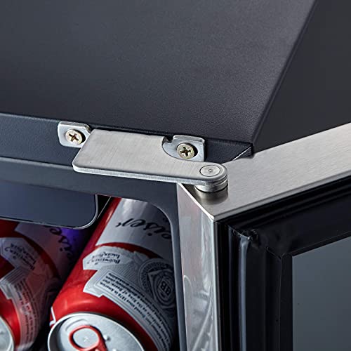 Beverage Refrigerator, Phiestina15 inch 96 Cans Built-in or Freestanding Beverage Cooler Mini Fridge with Auto Defrost,Glass Door & 6 Removable Shelves for Home Bar Office