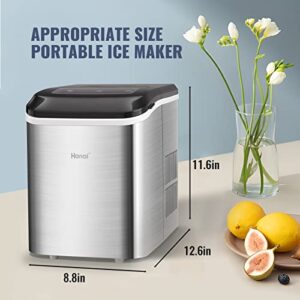 WANAI Ice Makers Countertop Portable Ice Machine 26.5lbs/24H 9 Ice Cubes in 6-8 Mins Electric Ice Making Machine with Ice Scoop and Basket L&S Bullet Sizes for Home Party Office Bar Camping RV