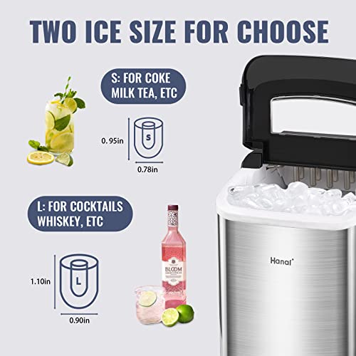 WANAI Ice Makers Countertop Portable Ice Machine 26.5lbs/24H 9 Ice Cubes in 6-8 Mins Electric Ice Making Machine with Ice Scoop and Basket L&S Bullet Sizes for Home Party Office Bar Camping RV