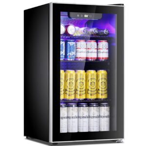 Antarctic Star Beverage Refrigerator Cooler, 100 Can Mini Fridge Glass Door for Soda Beer or Wine Glass Door Small Drink Dispenser Adjustable Clear Front for Home, Office or Bar, 3.1cu.ft.…