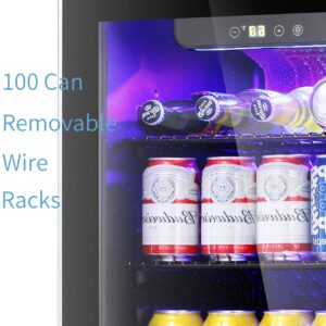 Antarctic Star Beverage Refrigerator Cooler, 100 Can Mini Fridge Glass Door for Soda Beer or Wine Glass Door Small Drink Dispenser Adjustable Clear Front for Home, Office or Bar, 3.1cu.ft.…