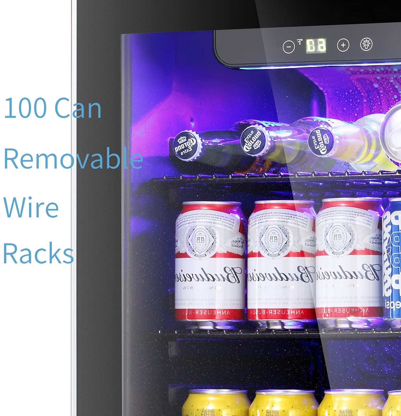 Antarctic Star Beverage Refrigerator Cooler, 100 Can Mini Fridge Glass Door for Soda Beer or Wine Glass Door Small Drink Dispenser Adjustable Clear Front for Home, Office or Bar, 3.1cu.ft.…