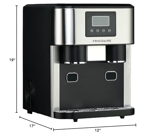 Frigidaire EFIC245-SS EFIC245 3-in-1 Countertop Crunchy Chewable Nugget Style Dual Ice Crusher and Cube Maker, Makes 33 Pounds in 24 Hours, 2 Sizes, with Water Dispenser and Line-in, Stainless Steel