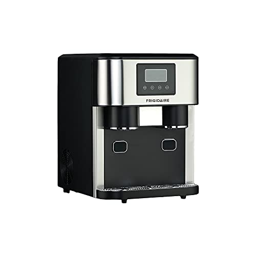 Frigidaire EFIC245-SS EFIC245 3-in-1 Countertop Crunchy Chewable Nugget Style Dual Ice Crusher and Cube Maker, Makes 33 Pounds in 24 Hours, 2 Sizes, with Water Dispenser and Line-in, Stainless Steel