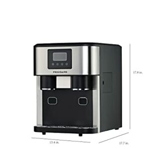 Frigidaire EFIC245-SS EFIC245 3-in-1 Countertop Crunchy Chewable Nugget Style Dual Ice Crusher and Cube Maker, Makes 33 Pounds in 24 Hours, 2 Sizes, with Water Dispenser and Line-in, Stainless Steel