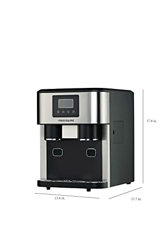 Frigidaire EFIC245-SS EFIC245 3-in-1 Countertop Crunchy Chewable Nugget Style Dual Ice Crusher and Cube Maker, Makes 33 Pounds in 24 Hours, 2 Sizes, with Water Dispenser and Line-in, Stainless Steel