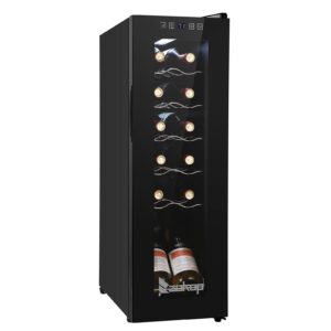winado 12 bottle compressor wine cooler refrigerator w/adjustable temperature, freestanding compact mini wine fridge with digital control & removable shelves