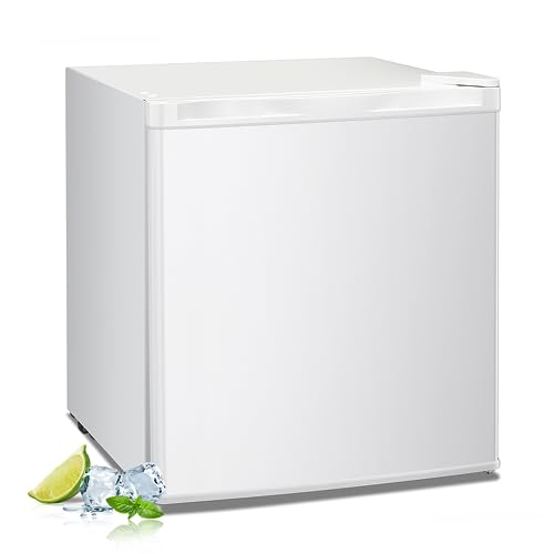 R.W.FLAME Mini Freezer 1.1 Cubic Feet, Small Freezer Reversible Single Door, Upright Freezer with Shelves, Adjustable Feet for Bedrooms/Dorms/Apartment/Office/Home (White)