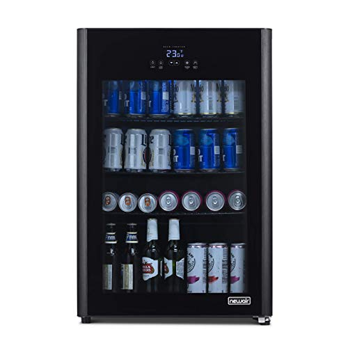 NewAir 125 Can Beer Froster, Mini Fridge, Small Drink Dispenser Machine, Freestanding Beer Freezer, Refrigerator and Cooler in Black - Frosts Drink to 23F, for Office or Bar with Adjustable Shelves