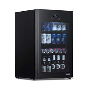 newair 125 can beer froster, mini fridge, small drink dispenser machine, freestanding beer freezer, refrigerator and cooler in black - frosts drink to 23f, for office or bar with adjustable shelves