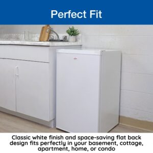 Koolatron Compact Upright Freezer, 3.1 cu ft (88L), White, Manual Defrost Design, Space-Saving Flat Back, Reversible Door, 3 Pull-Out Basket Shelves, for Apartment, Condo, Cottage