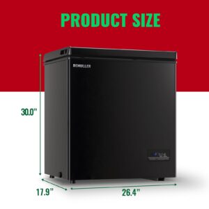 DEMULLER Chest Freezer 5.0Cubic Feet Deep Freezer Freestanding Freezers with 2 Removable Stainless Steel Basket, Mini Freezer Top Open Door Compact Freezer with Electronic Control 41℉ to -15℉BLACK