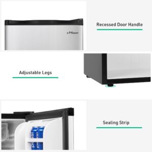 Mini Fridge with Freezer, Single Door Compact Refrigerator with Adjustable Legs, Adjustable Thermostat Control, Removable Shelf, Small Fridge Perfect for Home/Dorm/Office/Apartment, 1.6 Cu.Ft.