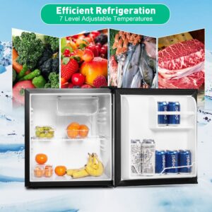 Mini Fridge with Freezer, Single Door Compact Refrigerator with Adjustable Legs, Adjustable Thermostat Control, Removable Shelf, Small Fridge Perfect for Home/Dorm/Office/Apartment, 1.6 Cu.Ft.