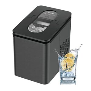 soopyk ice makers countertop | portable ice maker cube | 27 lbs in 24 hrs | 9 ice cubes per 5-8 mins | ice maker machine self cleaning function | ice scoop and basket,stainless steel