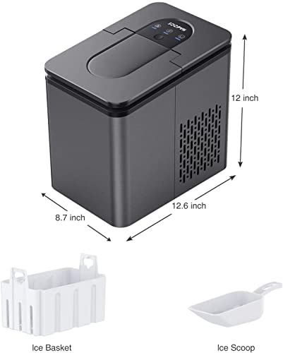 SOOPYK Ice Makers Countertop | Portable Ice Maker Cube | 27 lbs in 24 hrs | 9 Ice Cubes Per 5-8 Mins | Ice Maker Machine Self Cleaning Function | Ice Scoop and Basket,Stainless Steel