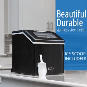 Deco Chef Countertop Ice Maker 40LB/24H, 24 Full Cubes Every 15 Minutes, Adjustable Size, Digital Control and Timer, Self-Cleaning, EZ Access Flip Lid, Scoop Included, Black