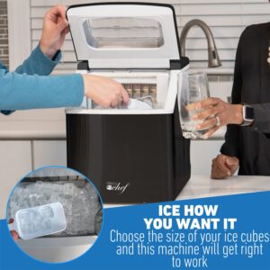 Deco Chef Countertop Ice Maker 40LB/24H, 24 Full Cubes Every 15 Minutes, Adjustable Size, Digital Control and Timer, Self-Cleaning, EZ Access Flip Lid, Scoop Included, Black