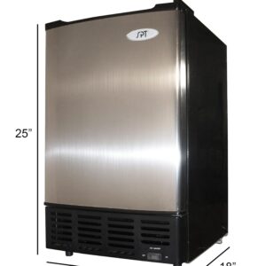 SPT IM-150USA Stainless Steel Undercounter Ice Maker with Freezer, No Drain Required