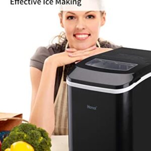 Ice Makers Countertop, 26lbs in 24 Hours, 9 Ice Cubes Ready in 7 Mins, Self-Cleaning Electric Ice Making Machine with Ice Scoop and Basket, L&S Bullet Sizes for Home Party Office Bar Camping