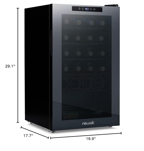 Newair 24 Bottle Wine Cooler Refrigerator | Shadow Series | Freestanding Mirrored Wine and Beverage Fridge with Double-Layer Tempered Glass Door & Compressor Cooling For Reds, Whites, & Sparkling Wine