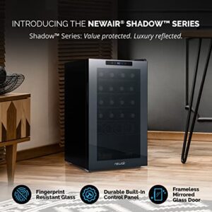 Newair 24 Bottle Wine Cooler Refrigerator | Shadow Series | Freestanding Mirrored Wine and Beverage Fridge with Double-Layer Tempered Glass Door & Compressor Cooling For Reds, Whites, & Sparkling Wine