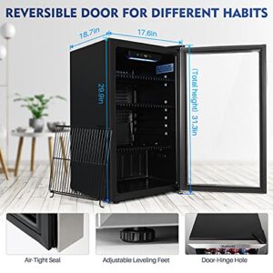 AstroAI Beverage Refrigerator with Temperature Control -3.2 Cu.Ft, 120 Can Mini Fridge with Glass Door for Beer Soda or Wine - Drink Fridge for Office/Bar with Reversible Door and Removable Shelves