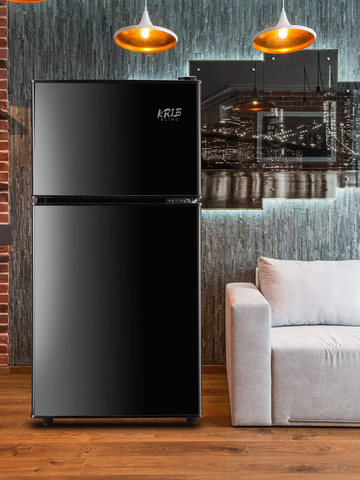 KRIB BLING Mini Fridge With Freezer…