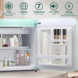 ZAFRO 1.7Cu.Ft Mini Fridge with Freezer For Bedroom,Compact Refrigerator 20 Cans,Portable Small Multifunctional Refrigerator For Skin Care,Food,Drinks,Living Room,Office And Dorm (GREEN)