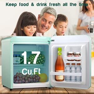ZAFRO 1.7Cu.Ft Mini Fridge with Freezer For Bedroom,Compact Refrigerator 20 Cans,Portable Small Multifunctional Refrigerator For Skin Care,Food,Drinks,Living Room,Office And Dorm (GREEN)