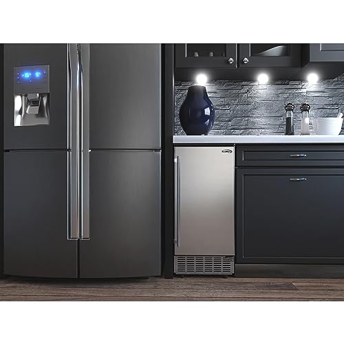 KoolMore Stainless-Steel Built-in Ice Maker Machine with Large 25 lb. Cube Storage Basket, Full Cube Production, Fast Ice Making Time, Free-Standing/Under-Counter - 75lbs of Ice per Day (BIM75-BS)