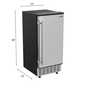 KoolMore Stainless-Steel Built-in Ice Maker Machine with Large 25 lb. Cube Storage Basket, Full Cube Production, Fast Ice Making Time, Free-Standing/Under-Counter - 75lbs of Ice per Day (BIM75-BS)