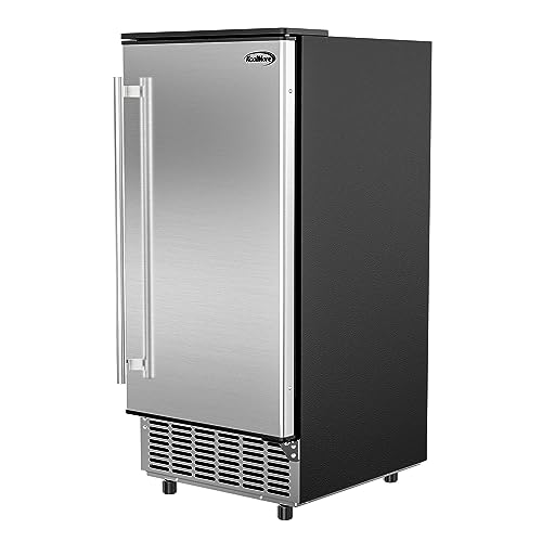 KoolMore Stainless-Steel Built-in Ice Maker Machine with Large 25 lb. Cube Storage Basket, Full Cube Production, Fast Ice Making Time, Free-Standing/Under-Counter - 75lbs of Ice per Day (BIM75-BS)