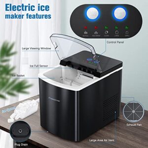 Freezimer Ice Maker Machine for Countertop, 33 lbs/24Hrs, 9 Cubes Ready in 6 Mins Self-Cleaning Electric Ice Machine with Basket and Ice Scoop,Black