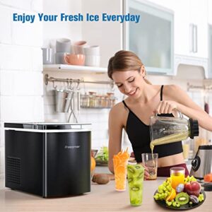 Freezimer Ice Maker Machine for Countertop, 33 lbs/24Hrs, 9 Cubes Ready in 6 Mins Self-Cleaning Electric Ice Machine with Basket and Ice Scoop,Black