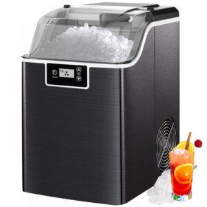 kndko nugget ice maker with chewy ice,high ice-making of 45lbs/day/14,000pcs, self-cleaning,24-hour timer for home kitchen bar party,bright black stainless steel