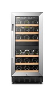 lanbo 15 inch wide dual zone compressor wine refrigerator, 28 bottle