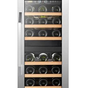 Lanbo 15 Inch Wide Dual Zone Compressor Wine Refrigerator, 28 Bottle