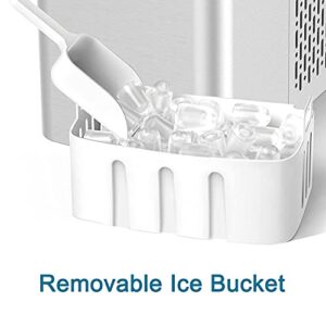 SOOPYK Ice Maker Countertop, Portable Ice Make 27 lbs in 24 hrs - 9 Ice Cubes Ready in 5-7 Mins, Ice Maker Machine with Self- Cleaning Function with Ice Scoop and Basket