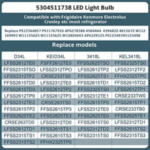 RO6G Kel D34l Refrigerator Bulb 5304511738 for Kenmore, Electrolux Freezer Light Bulb Replacement PS12364857 AP6278388 4584444 (110V-240V 3.5W)