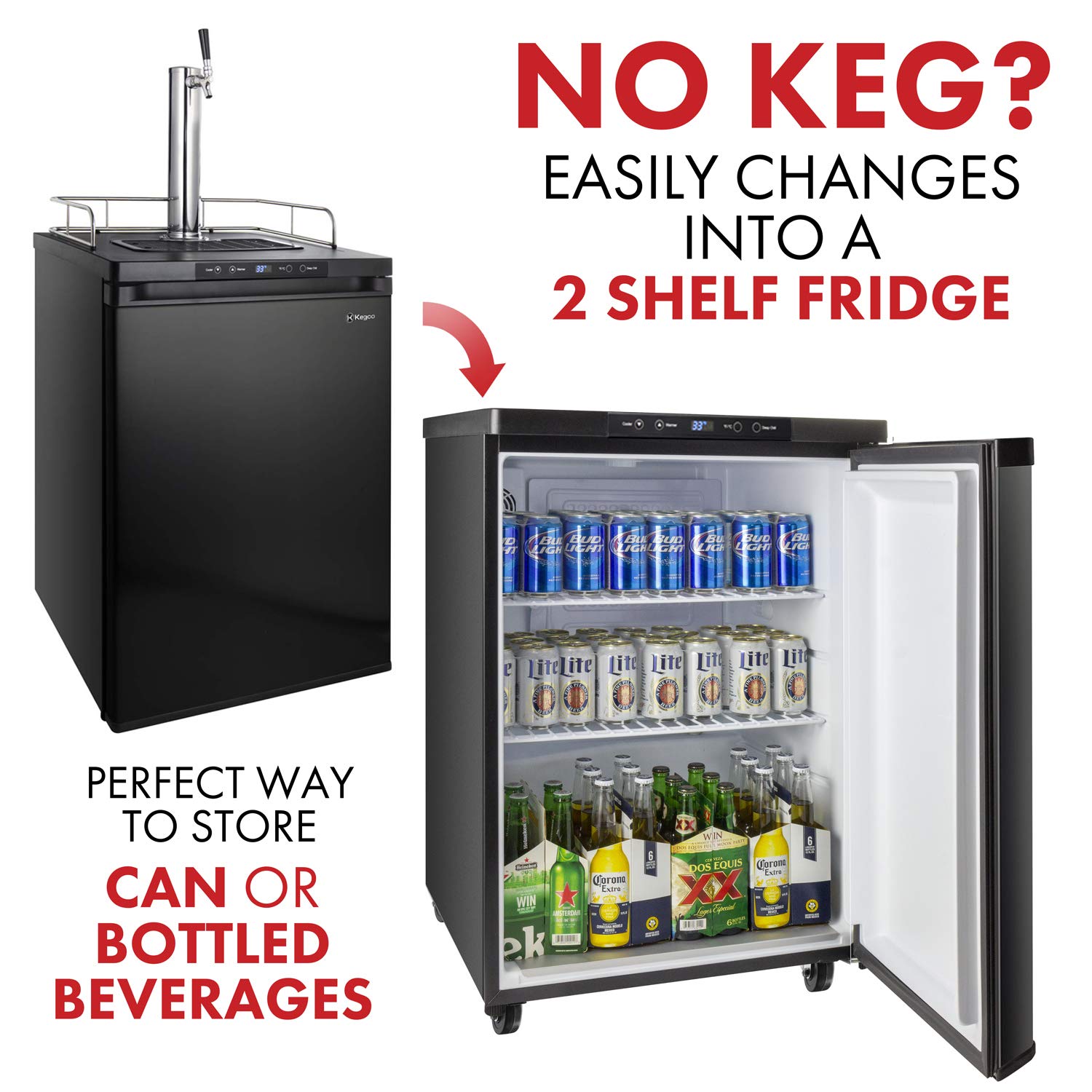 Kegco K309B-1 Keg Dispenser, Black