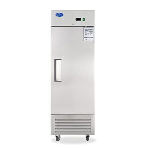 kalifon 27" w commercial refrigerator 1 solid door, 23 cu.ft reach-in stainless steel refrigerator, upright fan cooling for restaurant, bar, home, shop (equip 4 shelves) warehouse shipments