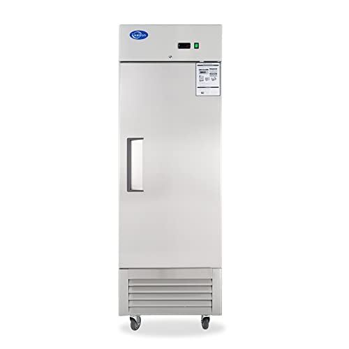 kalifon 27" W Commercial Refrigerator 1 Solid Door, 23 Cu.ft Reach-in Stainless Steel Refrigerator, Upright Fan Cooling for Restaurant, Bar, Home, Shop (Equip 4 Shelves) Warehouse Shipments