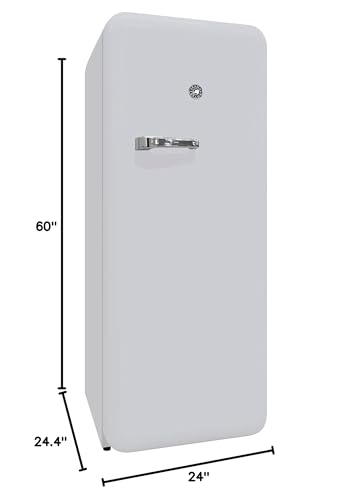 BRAMA Retro Fridge with Top Freezer 9.9 Cu.Ft. Full Refrigerator for Apartment, Condo, House, Kitchen, 24-Inch, White