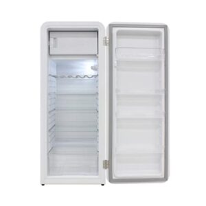 BRAMA Retro Fridge with Top Freezer 9.9 Cu.Ft. Full Refrigerator for Apartment, Condo, House, Kitchen, 24-Inch, White