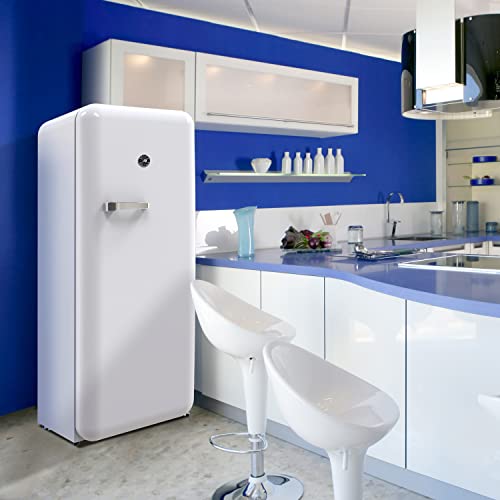 BRAMA Retro Fridge with Top Freezer 9.9 Cu.Ft. Full Refrigerator for Apartment, Condo, House, Kitchen, 24-Inch, White