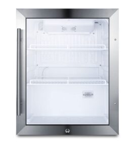 summit appliance scr314l compact beverage center; 2.1 cu.ft; automatic defrost; interior led light; adjustable thermostat; sealed back front lock