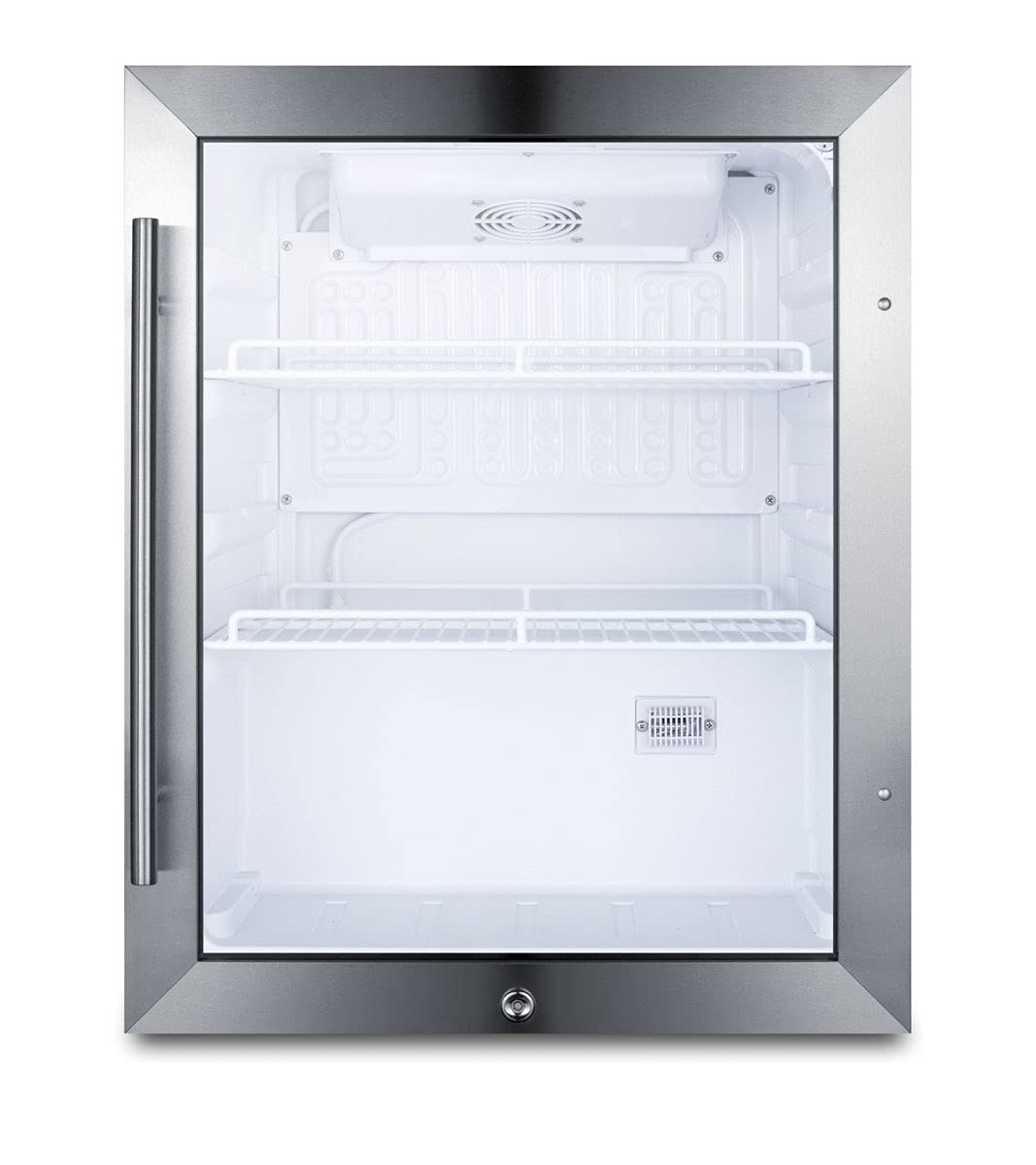 Summit Appliance SCR314L Compact Beverage Center; 2.1 cu.ft; Automatic Defrost; Interior LED Light; Adjustable Thermostat; Sealed Back Front Lock